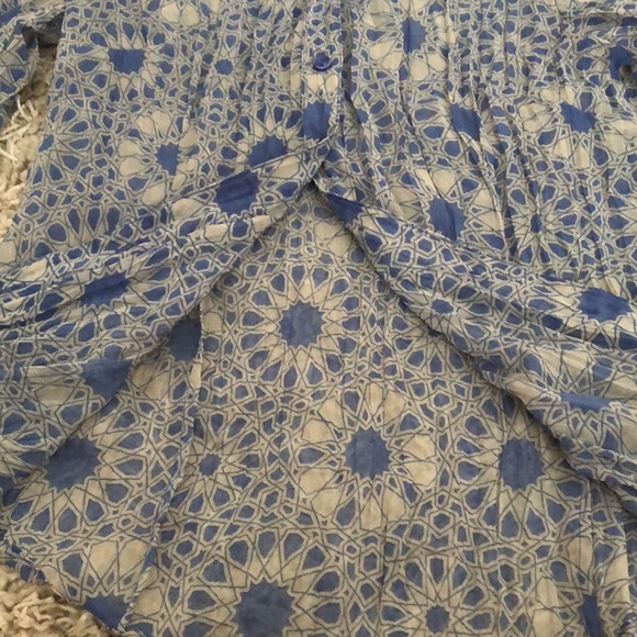 Blue/white, long sleeve, button down, crash look blouse, ZERO, Eur38/Us8, - Picture 4 of 11